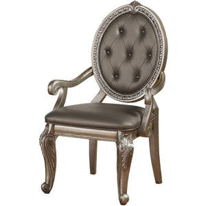 24" X 24" X 42" 2Pc PU Leather Antique Champagne Arm Chair