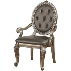 24" X 24" X 42" 2Pc PU Leather Antique Champagne Arm Chair