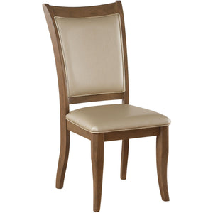 23" X 19" X 40" 2pc Beige Leatherette And Gray Oak Side Chair