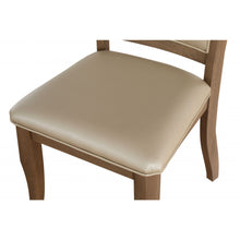 Load image into Gallery viewer, 23&quot; X 19&quot; X 40&quot; 2pc Beige Leatherette And Gray Oak Side Chair