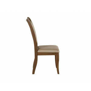 23" X 19" X 40" 2pc Beige Leatherette And Gray Oak Side Chair