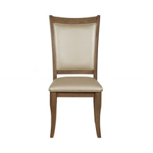 Load image into Gallery viewer, 23&quot; X 19&quot; X 40&quot; 2pc Beige Leatherette And Gray Oak Side Chair
