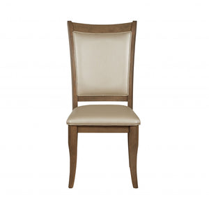 23" X 19" X 40" 2pc Beige Leatherette And Gray Oak Side Chair