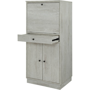 24" X 20" X 52" Antique White Mdf Wine Cabinet