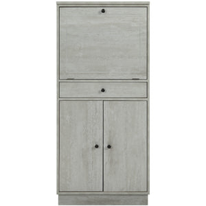 24" X 20" X 52" Antique White Mdf Wine Cabinet