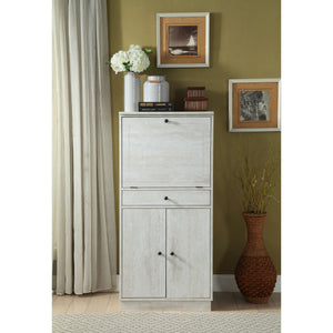 24" X 20" X 52" Antique White Mdf Wine Cabinet