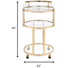 Load image into Gallery viewer, 22&quot; X 21&quot; X 34&quot; Gold And Clear Glass Serving Cart