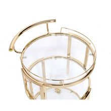 Load image into Gallery viewer, 22&quot; X 21&quot; X 34&quot; Gold And Clear Glass Serving Cart
