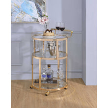 Load image into Gallery viewer, 22&quot; X 21&quot; X 34&quot; Gold And Clear Glass Serving Cart