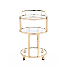 Load image into Gallery viewer, 22&quot; X 21&quot; X 34&quot; Gold And Clear Glass Serving Cart
