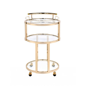 22" X 21" X 34" Gold And Clear Glass Serving Cart