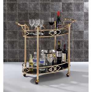 35" X 16" X 32" Gold Metal Serving Cart