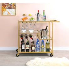 Load image into Gallery viewer, 40&quot; X 16&quot; X 37&quot; Gold And Clear Glass Serving Cart