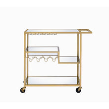 Load image into Gallery viewer, 40&quot; X 16&quot; X 37&quot; Gold And Clear Glass Serving Cart