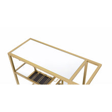 Load image into Gallery viewer, 40&quot; X 16&quot; X 37&quot; Gold And Clear Glass Serving Cart