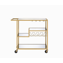 Load image into Gallery viewer, 40&quot; X 16&quot; X 37&quot; Gold And Clear Glass Serving Cart