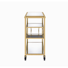 Load image into Gallery viewer, 40&quot; X 16&quot; X 37&quot; Gold And Clear Glass Serving Cart