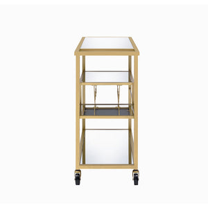 40" X 16" X 37" Gold And Clear Glass Serving Cart