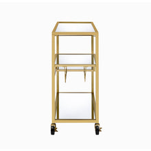 Load image into Gallery viewer, 40&quot; X 16&quot; X 37&quot; Gold And Clear Glass Serving Cart