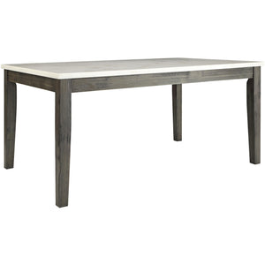 64" X 38" X 30" White Marble And Gray Oak Dining Table