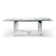 Load image into Gallery viewer, 63 X 35 X 30 Clear Glass Aluminum Extendable Dining Table