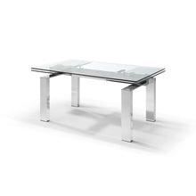 Load image into Gallery viewer, 63 X 35 X 30 Clear Glass Aluminum Extendable Dining Table