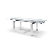 Load image into Gallery viewer, 63 X 35 X 30 Clear Glass Aluminum Extendable Dining Table