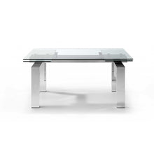 Load image into Gallery viewer, 63 X 35 X 30 Clear Glass Aluminum Extendable Dining Table