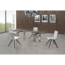 Load image into Gallery viewer, 63 X 35 X 30 Clear Glass Aluminum Extendable Dining Table