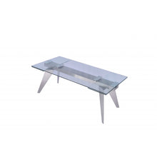 Load image into Gallery viewer, 79 X 40 X 31 Clear Glass Extendable Dining Table