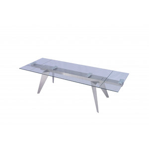 79 X 40 X 31 Clear Glass Extendable Dining Table