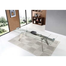 Load image into Gallery viewer, 79 X 40 X 31 Clear Glass Extendable Dining Table