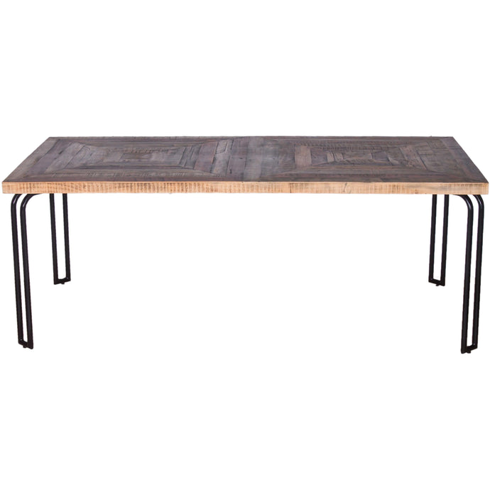 Natural Black 6 Wood 3 Iron Large Dining Table