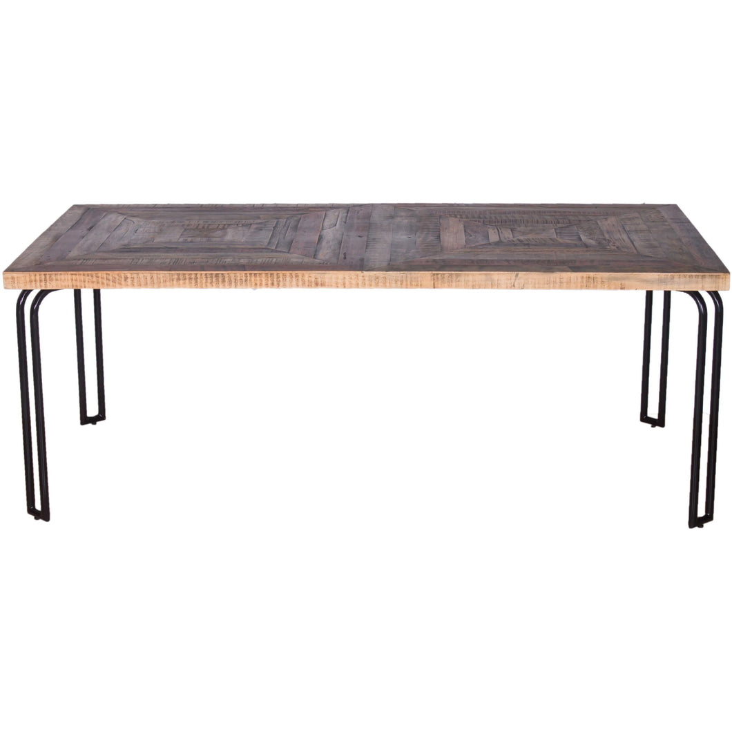 Natural Black 6 Wood 3 Iron Large Dining Table