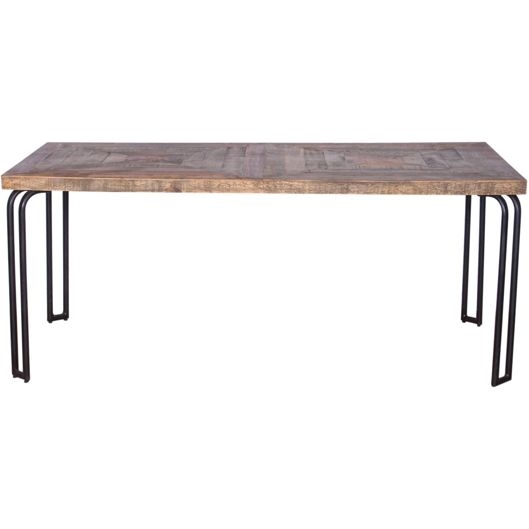 Natural Black 6 Wood 3 Iron Small Dining Table