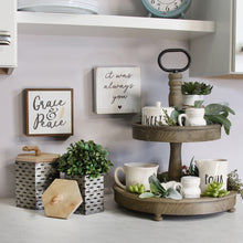 Load image into Gallery viewer, Two-Tier Decorative Wood Stand with Metal Handle