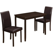 Load image into Gallery viewer, 68&quot; x 75&quot; x 102&quot; Cappuccino Solid Wood Foam Veneer LeatherLook 3pcs Dining Set