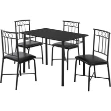 Load image into Gallery viewer, 61.5&quot; x 73.5&quot; x 101&quot; Black Metal Foam Polyurethane Leather Look Polyes 5pcs Dining Set