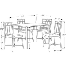 Load image into Gallery viewer, 61.5&quot; x 73.5&quot; x 101&quot; Black Metal Foam Polyurethane Leather Look Polyes 5pcs Dining Set