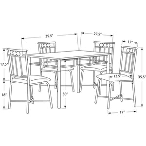 61.5" x 73.5" x 101" Black Metal Foam Polyurethane Leather Look Polyes 5pcs Dining Set