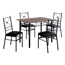 Load image into Gallery viewer, 63&quot; x 76&quot; x 102&quot; Dark Taupe Black Foam Metal 5pcs Dining Set