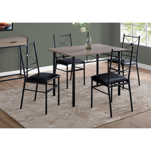 63" x 76" x 102" Dark Taupe Black Foam Metal 5pcs Dining Set