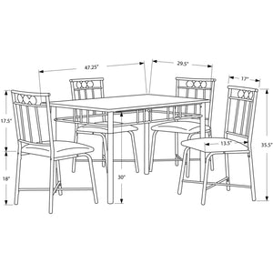 63.5" x 81" x 101" Cappuccino Microfiber Foam and Mdf 5pcs Dining Set