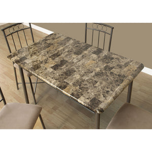 63.5" x 81" x 101" Cappuccino Microfiber Foam and Mdf 5pcs Dining Set