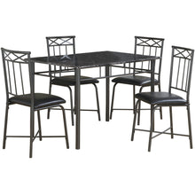 Load image into Gallery viewer, 63.5&quot; x 81.25&quot; x 101&quot; Grey Foam Metal Leather Look 5pcs Dining Set