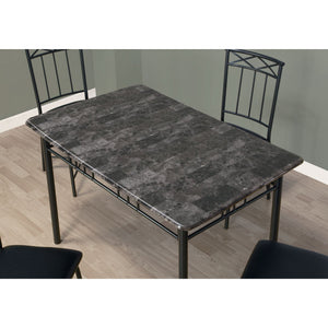 63.5" x 81.25" x 101" Grey Foam Metal Leather Look 5pcs Dining Set