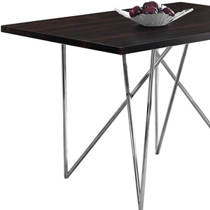 31.5" x 47.5" x 30" Cappuccino Hollow Core Particle Board Metal Dining Table
