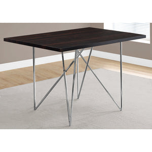 31.5" x 47.5" x 30" Cappuccino Hollow Core Particle Board Metal Dining Table