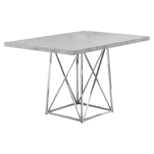 36" x 48" x 31" Grey Particle Board and Chrome Metal Dining Table
