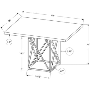 36" x 48" x 31" Grey Particle Board and Chrome Metal Dining Table